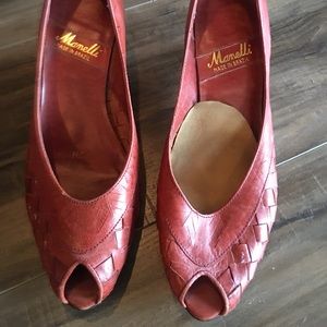 Vintage Manelli Peep Toe Heels Womens Size 6 Shoes